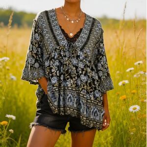 Free People Witchy Boho Midnight Dance Tunic